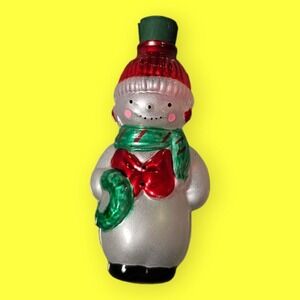 Vintage Avon Glass Light Cover SNOWMAN Miniature Lights Ornament in Original Box